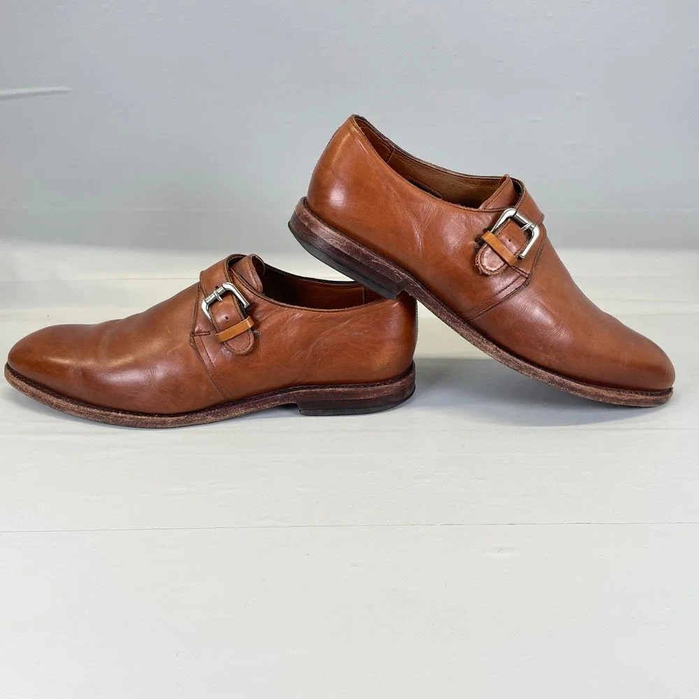 Allen Edmonds Warwick Monk Strap Dress Shoes Mens Size 9.5 D Brown Leather - USA